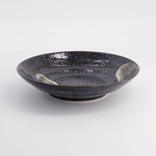 [21429] Arahake Deep Plate 23x5cm Bk/Br 21429 4/32