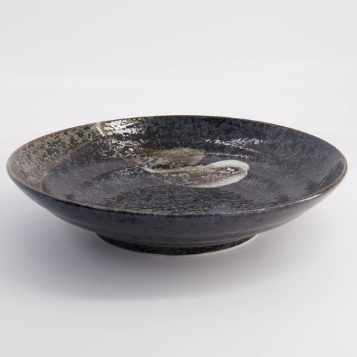 [21430] Arahake Deep Plate 29x6cm Bk/Br 21430 2/16