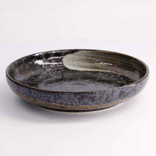 [21436] Arahake Pasta Plate 22x4cm Bk/Br 21436 3/24