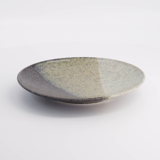 [21438] Oboro Yamakage Plate 22.7x3.1cm Bk/Br/Wh 21438 6/36