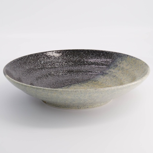 [21443] Oboro Yamakage Deep Plate 29x6cm Bk/Br/Wh 21443 2/16