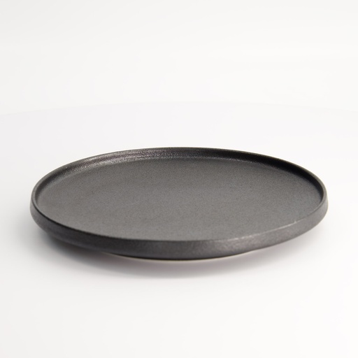 [20383] Yuzu Black Round Plate with Rim 20.6x2.4cm A21521Y101 4/24