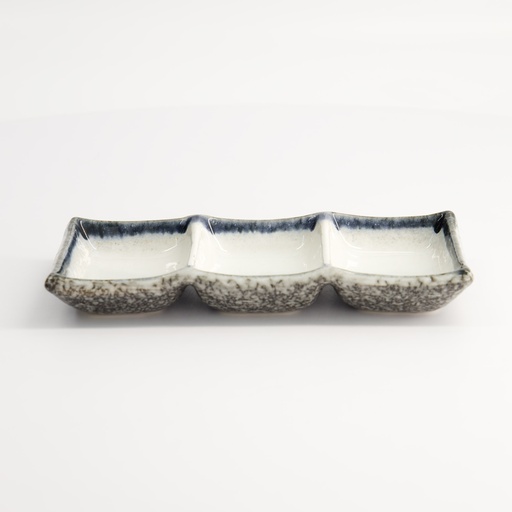 [7456] Tajimi Blue/White Sauce Dish 3pcs 19x9x2.5cm E485-51 8/64