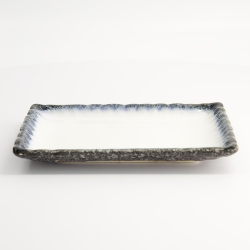 [7461] Tajimi Blue/White Plate 21.7x15x2.3cm E485-P-10019 5/40