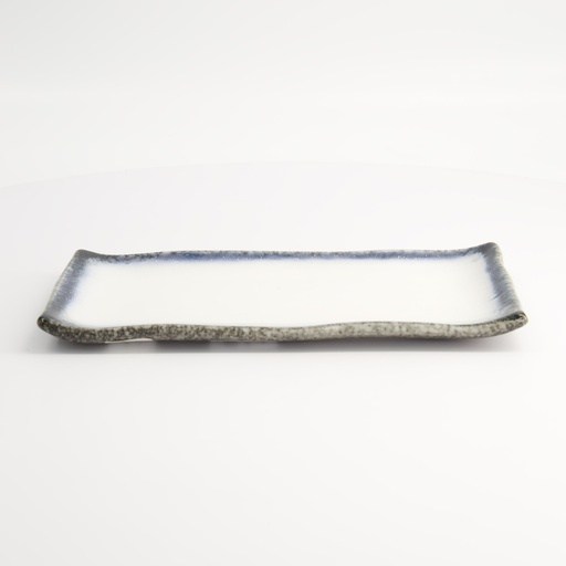 [7463] Tajimi Blue/White Plate 26x13x2cm E485-46 6/36