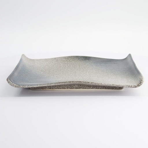[7999] Tajimi Blue/Grey Plate 21.7x15x2.5cm E466-65 7999 5/40