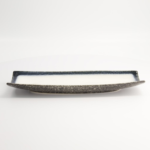 [7899] Tajimi Blue/White Plate 32.5x12.3x3.2cm E485-P-14015 4/32