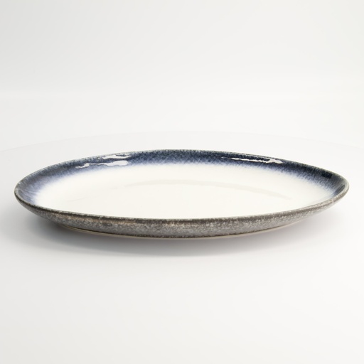 [14737] Tajimi Blue/White Plate 34x24x4cm E485-P-08112 1/8