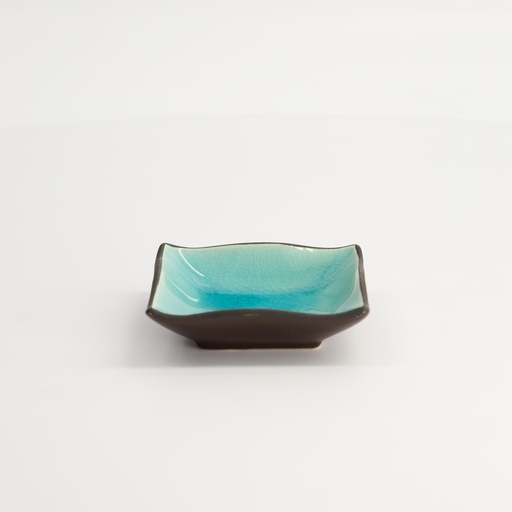 [8168] Glassy Turquoise Dish 8.5x8.5x2.4cm HL12522M/BL 12/72