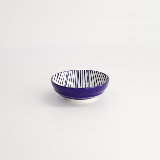 [15988] Nippon Blue Dish 9.5x3cm Lines H 15988 12/144