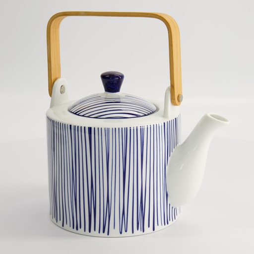 [15636] Nippon Blue Teapot 1.3-1.4lt Lines 15636 1/8