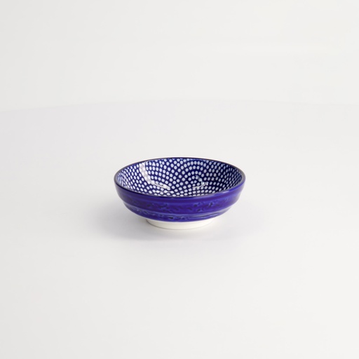 [15600] Nippon Blue Dish 9.5x3cm Dots A 15600 A 12/144