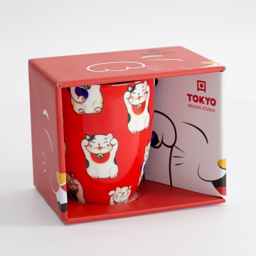 [17628] Kawaii Lucky Cat Mug W/Giftbox Red Classic Cat 8.5x10.2cm 340ml 17628 1/36