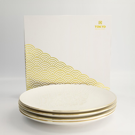 [16447] Nippon White Gold Rim Coupe Plate Set 4pcs 25.5cm 1/6