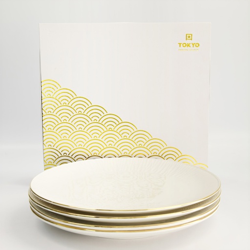 [16448] Nippon White Gold Rim Coupe Plate Set 4pcs 30.5cm  1/4