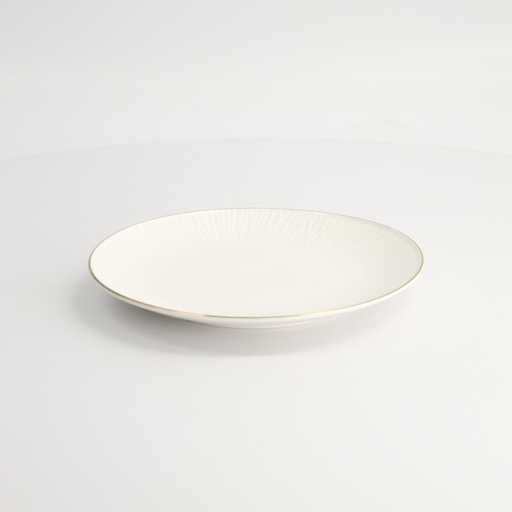 [16411] Nippon White Gold Rim Coupe Plate 19cm Lines 6/48