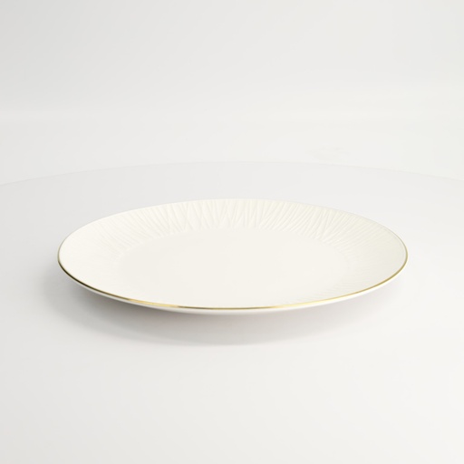 [16415] Nippon White Gold Rim Coupe Plate 25.5cm Lines 6/48