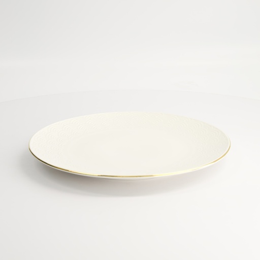 [16417] Nippon White Gold Rim Coupe Plate 25.5cm Wave 6/48