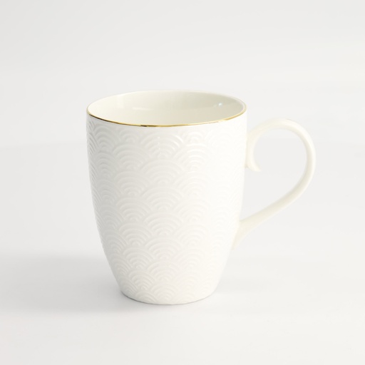 [16437] Nippon White Gold Rim Mug 8.5x10.2cm 340ml Wave 6/36