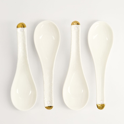 [16780] Nippon White Gold Rim Spoon Set 4pcs 13.8x4.8cm 1/24