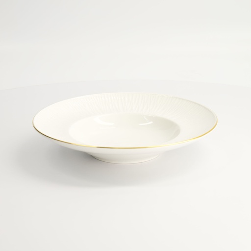[17143] Nippon White Gold Rim Deep Plate 21cm 160ml Lines 3/36
