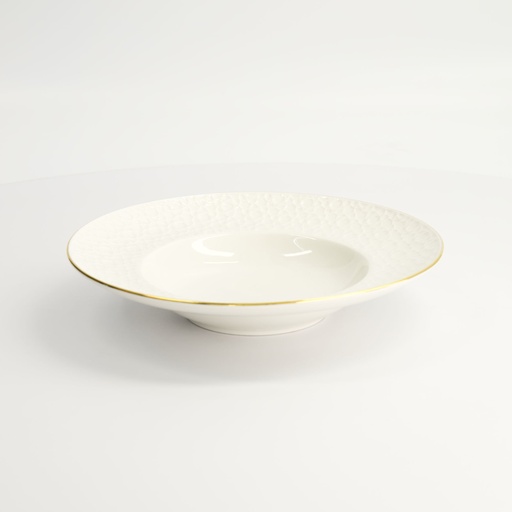 [17144] Nippon White Gold Rim Deep Plate 21cm 160ml Stripe 3/36