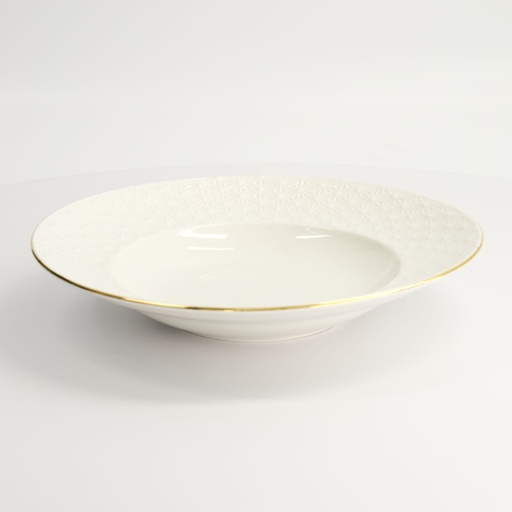 [17146] Nippon White Gold Rim Deep Plate 25.8x5cm 300ml Star 3/24