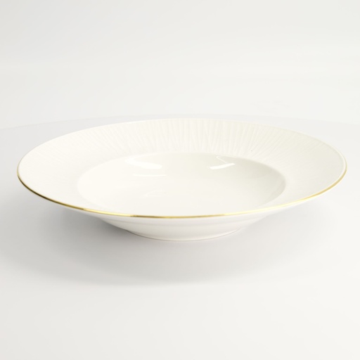 [17147] Nippon White Gold Rim Deep Plate 25.8x5cm 300ml Lines 3/24