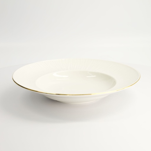 [17151] Nippon White Gold Rim Deep Plate 30cm 500ml Lines 1/18