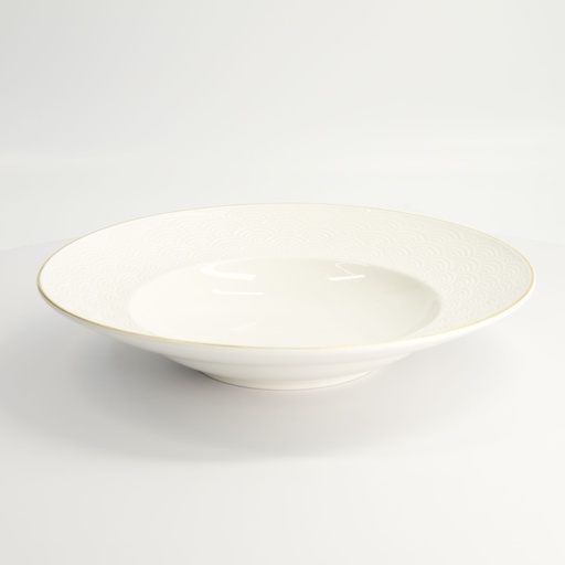 [17153] Nippon White Gold Rim Deep Plate 30cm 500ml Wave 1/18