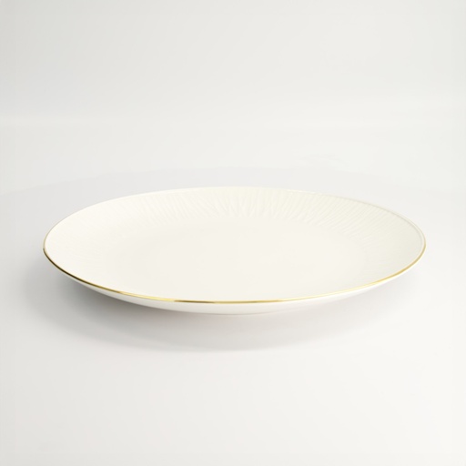 [17160] Nippon White Gold Rim Coupe Plate 28.5cm Lines 3/18