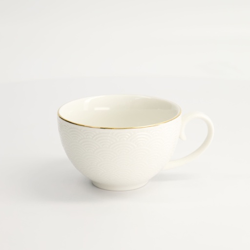 [16957] Nippon White Gold Rim Round Cup Wave 250ml 16957 6/36
