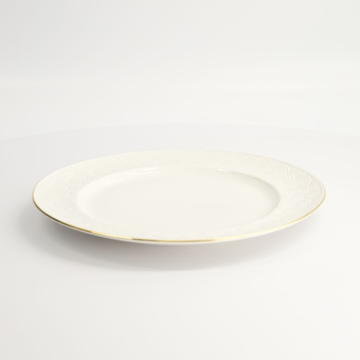 [17290] Nippon White Gold Rim Plate 27cm Wave 3/24