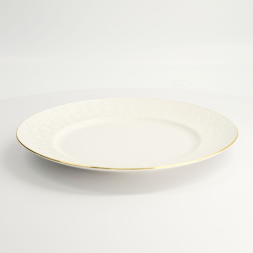 [17294] Nippon White Gold Rim Plate 29.5cm Wave 1/18
