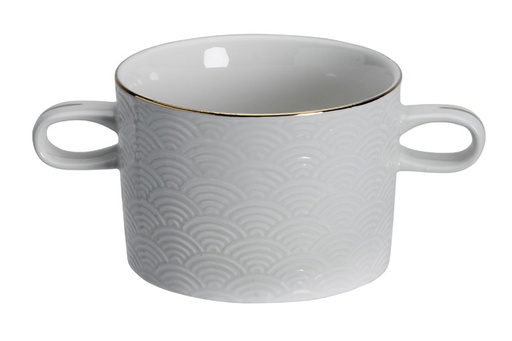 [17299] Nippon White Gold Rim Soupbowl 9x6.5cm 300ml Wave 6/48