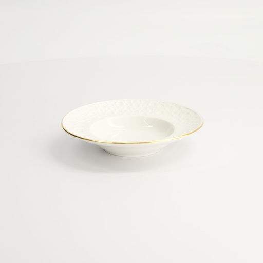 [17276] Nippon White Gold Rim Deep Plate 13cm 50ml Stripe 6/48