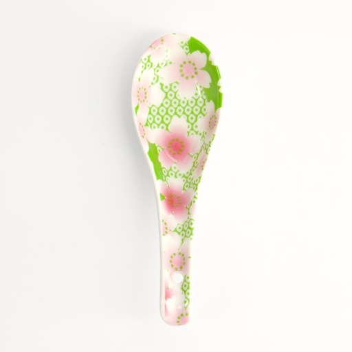 [21178] Kawaii Flower Soup Spoon Green 13.8x4.8cm 21178 12/144