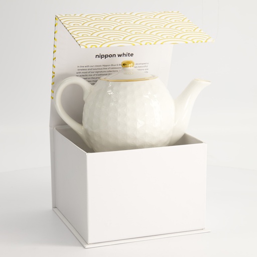 [20231] Nippon White Gold Rim Round Teapot Giftset 16.5x11cm 400ml Star 20231 1/24