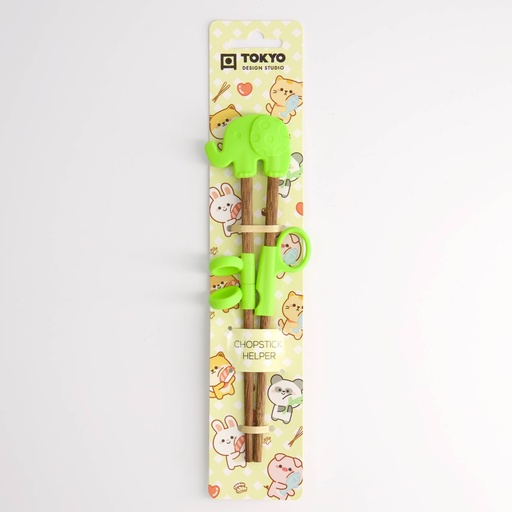 [18386] Children Chopsticks Elephant 20cm Green 18386 6/240