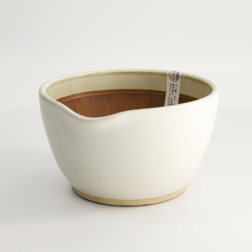 [18806] Kitchen Mortar Suribachi Bowl Large W/Non Slip Base 18.5x10x18cm White MJ-019W 1/6