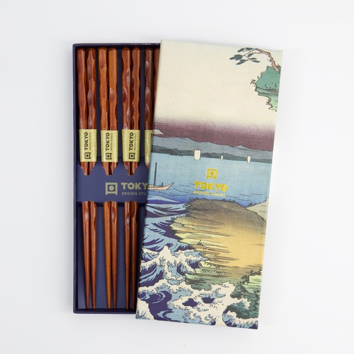 [20715] Chopstick Giftset/5 Twist Brown 20715 1/100