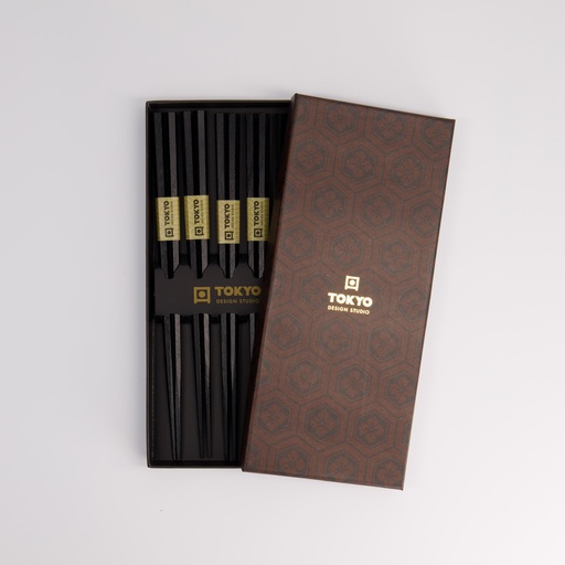 [21398] Chopstick Giftset/5 Hexagon Black 8223 1/100