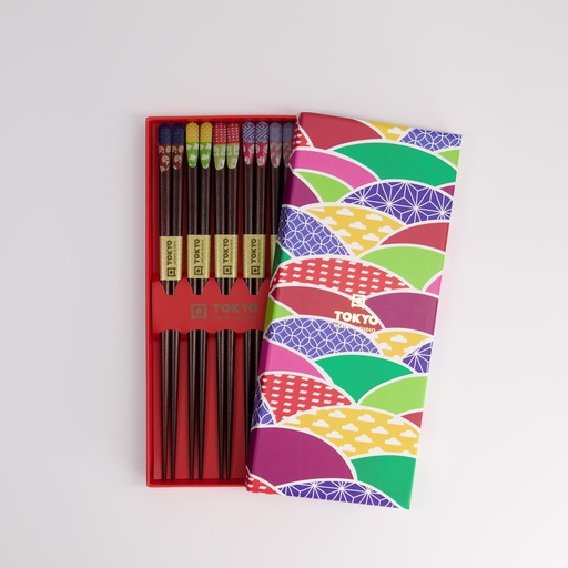 [21293] Chopstick Giftset/5 Wooden Multi Color 296A  21293 1/100
