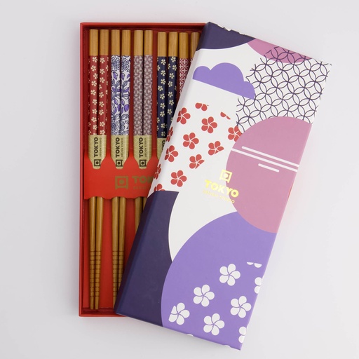 [21307] Chopstick Giftset/5 Circle Flower  297A 21307 1/100