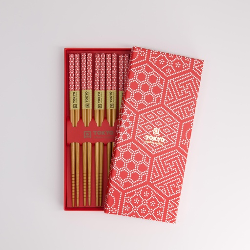 [21310] Chopstick Giftset/5 Red Multi Pattern  2920A 21310 1/100