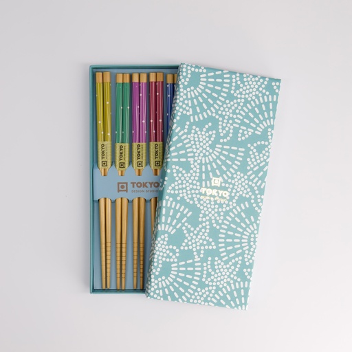 [21311] Chopstick Giftset/5 Light Blue Star  2912A 21311 1/100