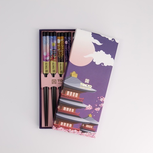 [21315] Chopstick Giftset/5 Purple Temple  2923A 21315 1/100