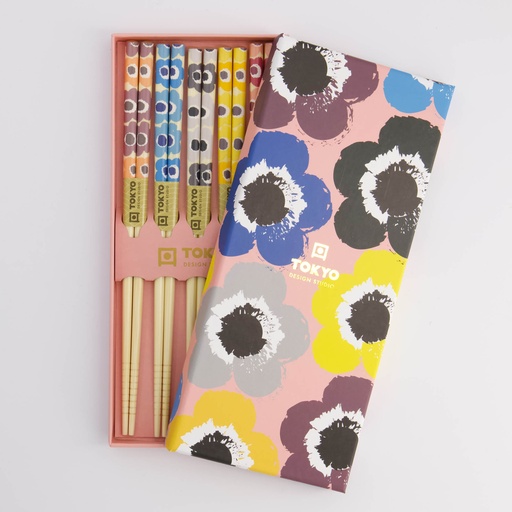 [21316] Chopstick Giftset/5 Pink Flowers  2925A 21316 1/100