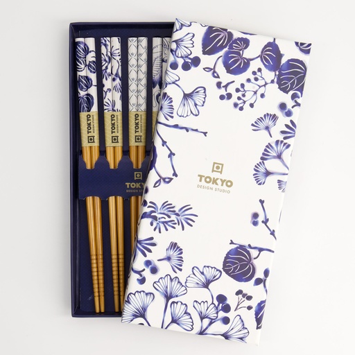 [17856] Chopstick Giftset/5 Blue Flora Japonica 17856 1/100