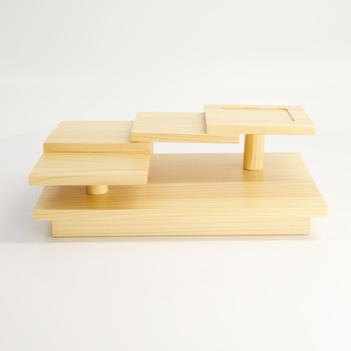 [17858] Wooden Sushi Geta Square Stairs Design  25.4x17x8.2cm F11-30 1/12